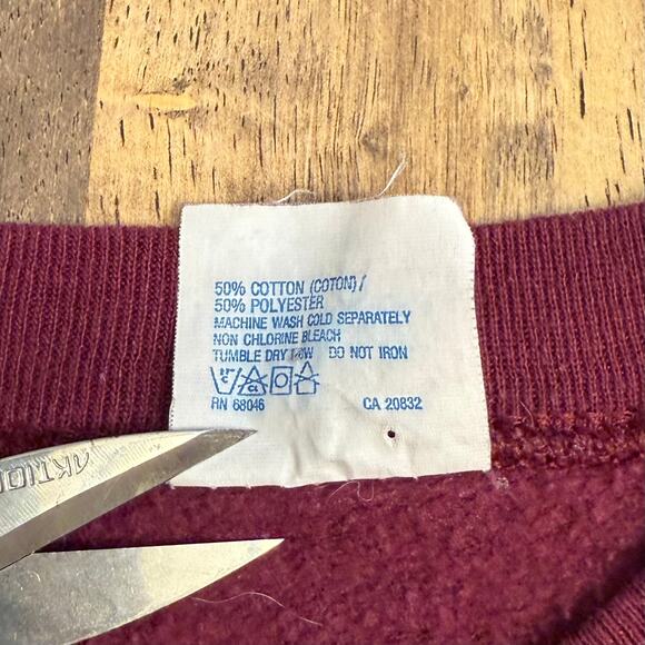 FSU Florida State Seminoles Sweatshirt Crewneck Tultex VTG 80s Maroon Unisex XL - Picture 7 of 11